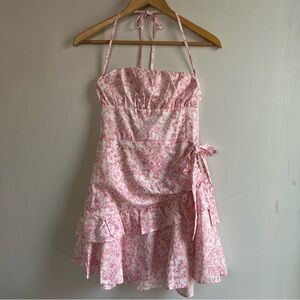 Pink Floral Halter Sundress